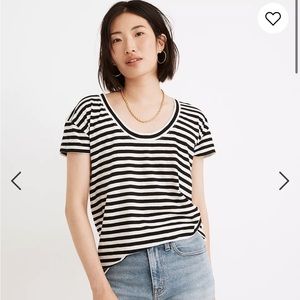 Whisper Cotton Scoopneck Tee in Pinson Stripe